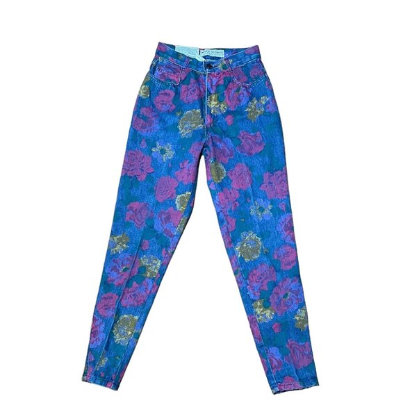 Made in the Shade Pants - VTG High Rise Skinny Floral Print Jeans